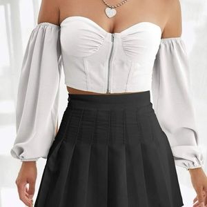 Strapless bustier top with sleeves